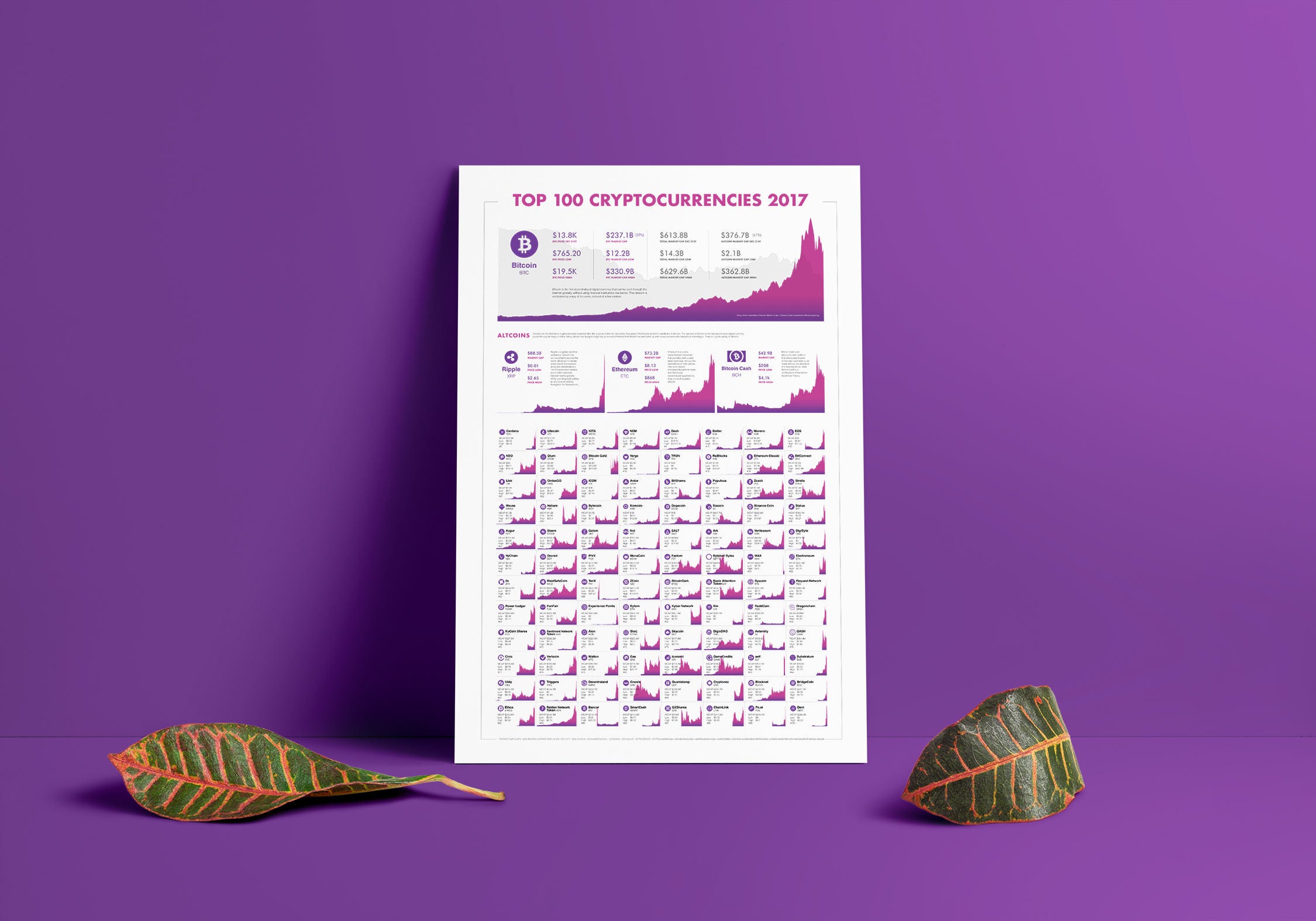 2017 Top 100 Cryptocurrency (linear Scale) - Wall Art Home Decor Poster  Bitcoin Crypto - Etsy