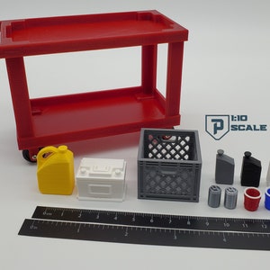 1:10 Tool Cart Combo Pack - Miniaturowy zestaw akcesoriów RC Scale - Garage Diorama - Druk 3D