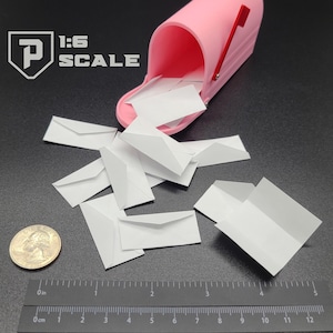 1:6 Scale Paper Envelopes with Stationary Miniature Accessory Action Figure Doll Prop Playscale