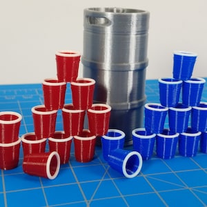 1:10 Scale Party Cup -12 Cups Per Pack - Multiple Color Options 3D Printed Miniature Accessory