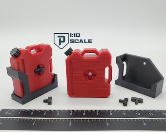 1:10 Scale 3 Gal. Gas Pack - 2 Packs with 2 Single Mounts - Multiple Color Choices  3D Printed Miniature Accessory