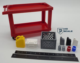 Carrello portautensili in scala 1:10 - Pacchetto accessori in scala RC in miniatura - Diorama da garage - Stampato in 3D