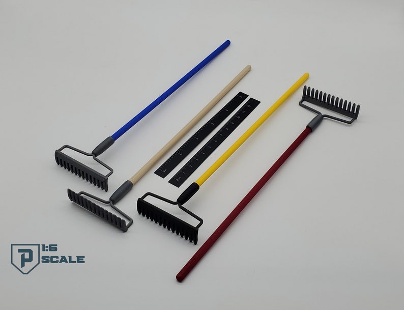 Mini Blue Rake 1:6 Scale Garden Rake 3D Printed Miniature Prop Action Figure Doll ...