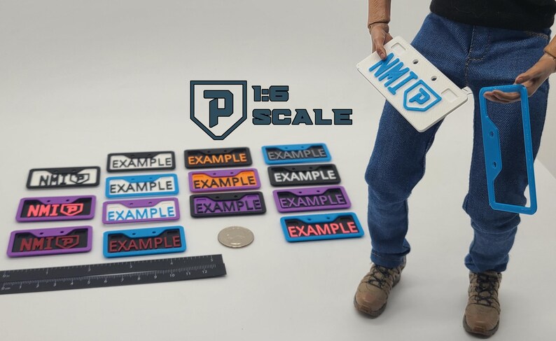 1:6 Scale Custom License Plate 2 Pack of Matching Plates With Covers 3D ...