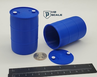 1:12 Maßstab Kunststoff Wassertrommel "55 Gallon" Miniatur Barrel Container 3D Gedruckt Diorama Prop Puppenhaus Zubehör