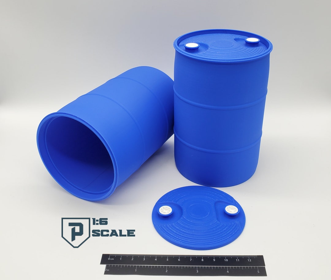 1:6 Scale Plastic Water Drum 55 Gallon Barrel Container 3D Printed ...