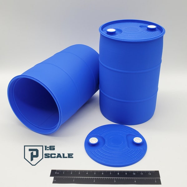 1:6 Scale Plastic Water Drum 55 Gallon Barrel Container 3D Printed Miniature Garage Diorama Prop Accessory