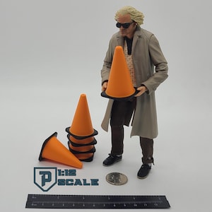 1:12 Scale Traffic Cones 4 Pack - Multiple Color Options 3D Printed Miniature Prop Action Figure Doll Accessory One Inch Scale