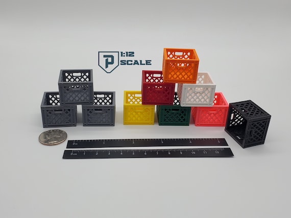 1:12 Scale Milk Crate 3 Pack Miniature Prop Diorama Action Figure Dollhouse Accessory
