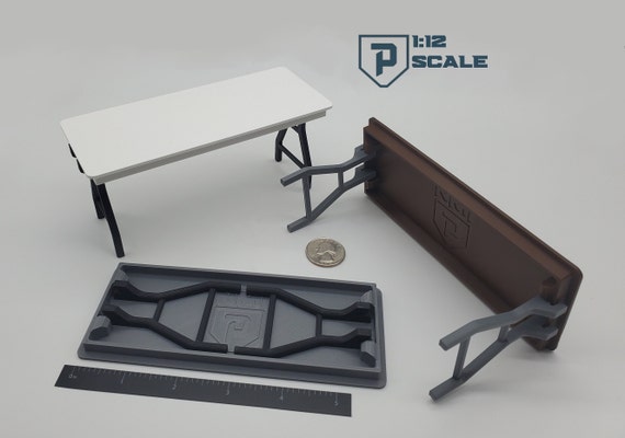 1:12 Scale Folding Table Rectangle with Folding Legs Multiple Color Options 3D Printed Miniature Doll House Accessory