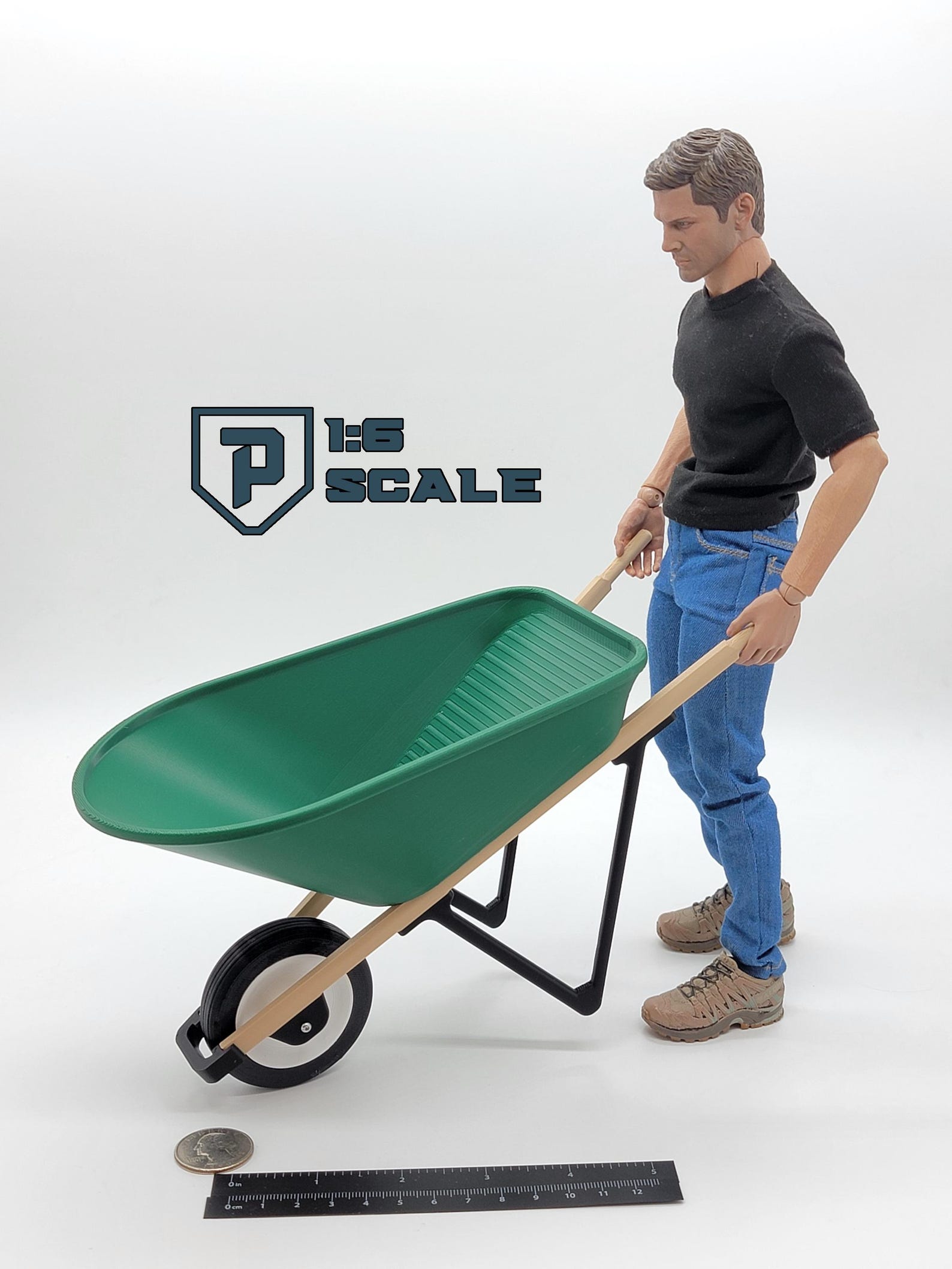 1:6 Scale Wheelbarrow 3D Printed Miniature Prop Action Figure Doll ...