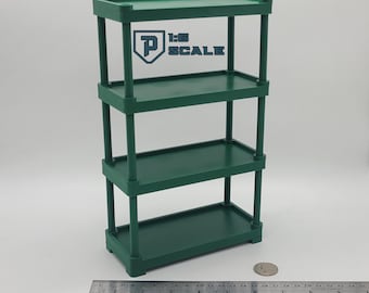 1:6 Scale 4-Tier Garage Storage Shelves 3D Printed Miniature Prop Action Figure Doll Diorama Accessory