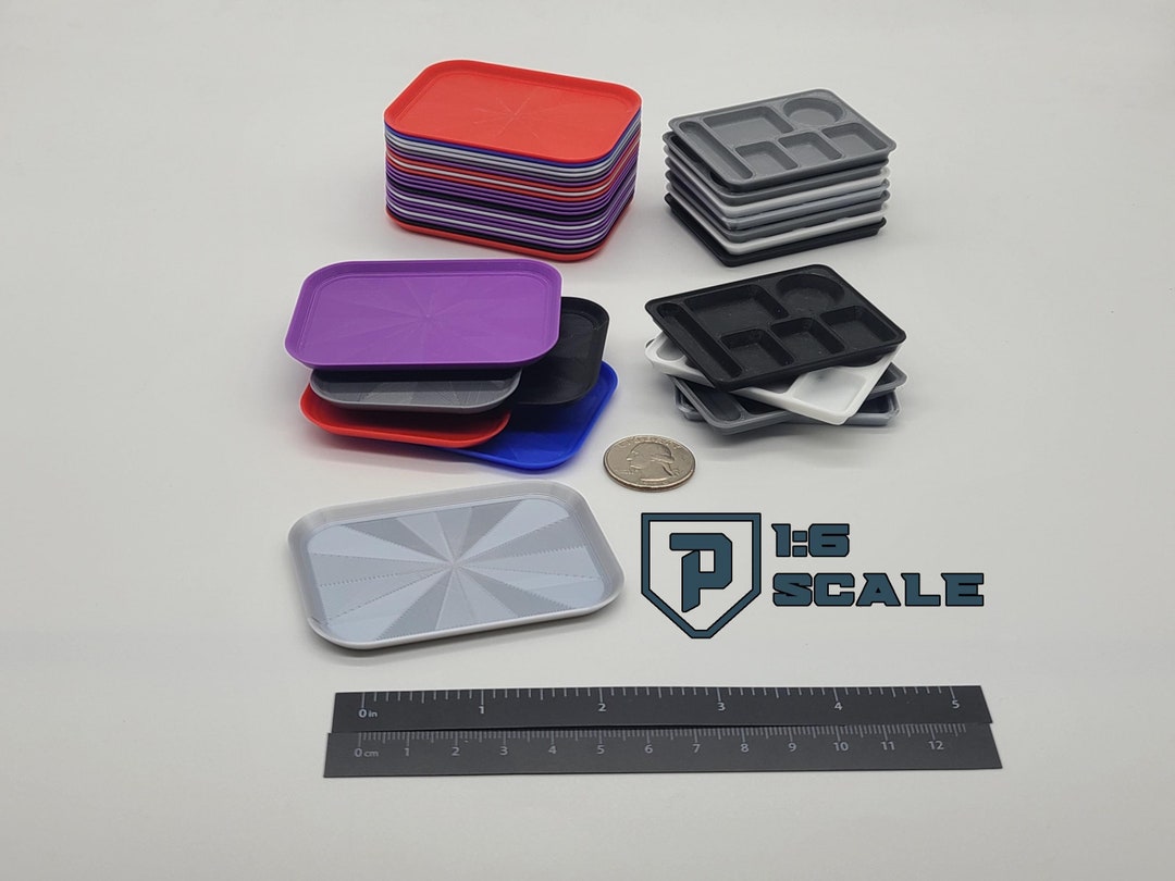 1:6 Scale Food Trays 4 pack 3D Printed Miniature Prop Action Figure Doll Accessory