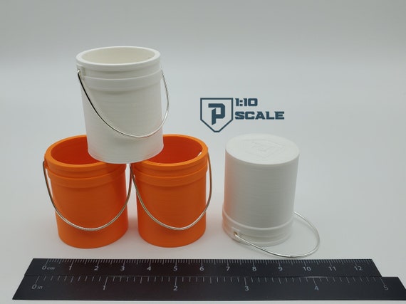 1:10 Scale 5 Gal. Bucket 4 Pack Multiple Color Options 3D Printed Miniature  Accessory Scale RC 
