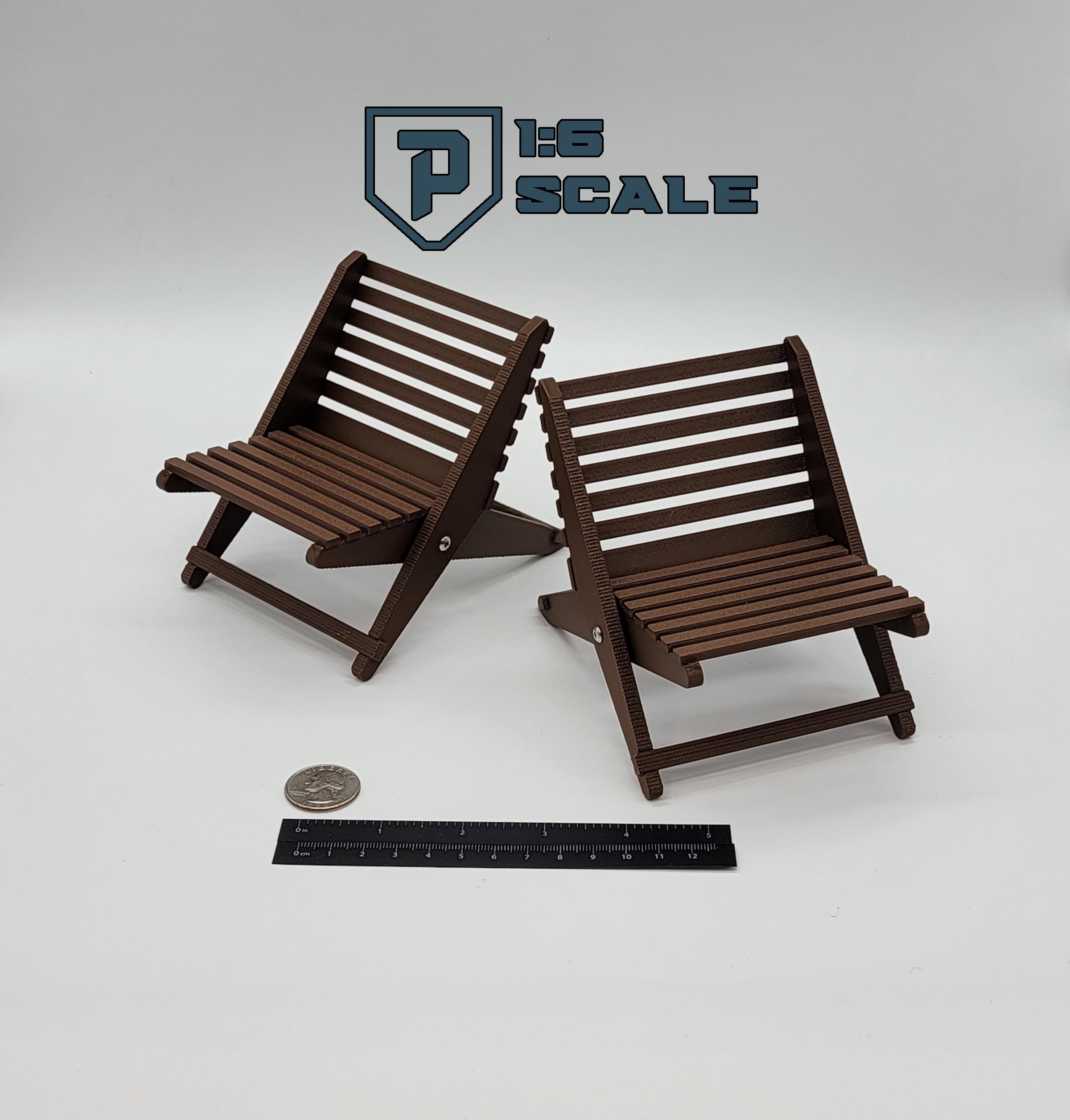 1:6 Scale Folding Chair 3D Printed Miniature Prop Action Figure