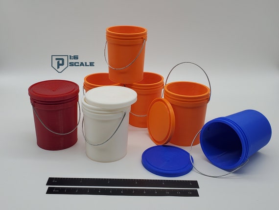 1:6 Scale 5 Gal. Bucket With Lid Multiple Color Options 3D Printed  Miniature Prop Pack Action Figure Doll Accessory 