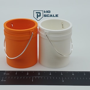 1:10 Scale 5 Gal. Bucket - 2 Pack - Multiple Color Options 3D Printed Miniature Accessory