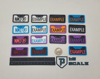 1:6 Scale Custom License Plate 2 Pack of Matching Plates with Covers 3D Printed Miniature Prop Action Figure Doll Accessory Playscale