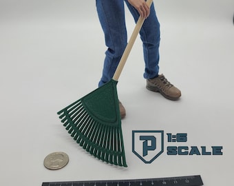 1:6 Scale Leaf Rake 3D Printed Miniature Prop Action Figure Doll Fairy Garden Accessory