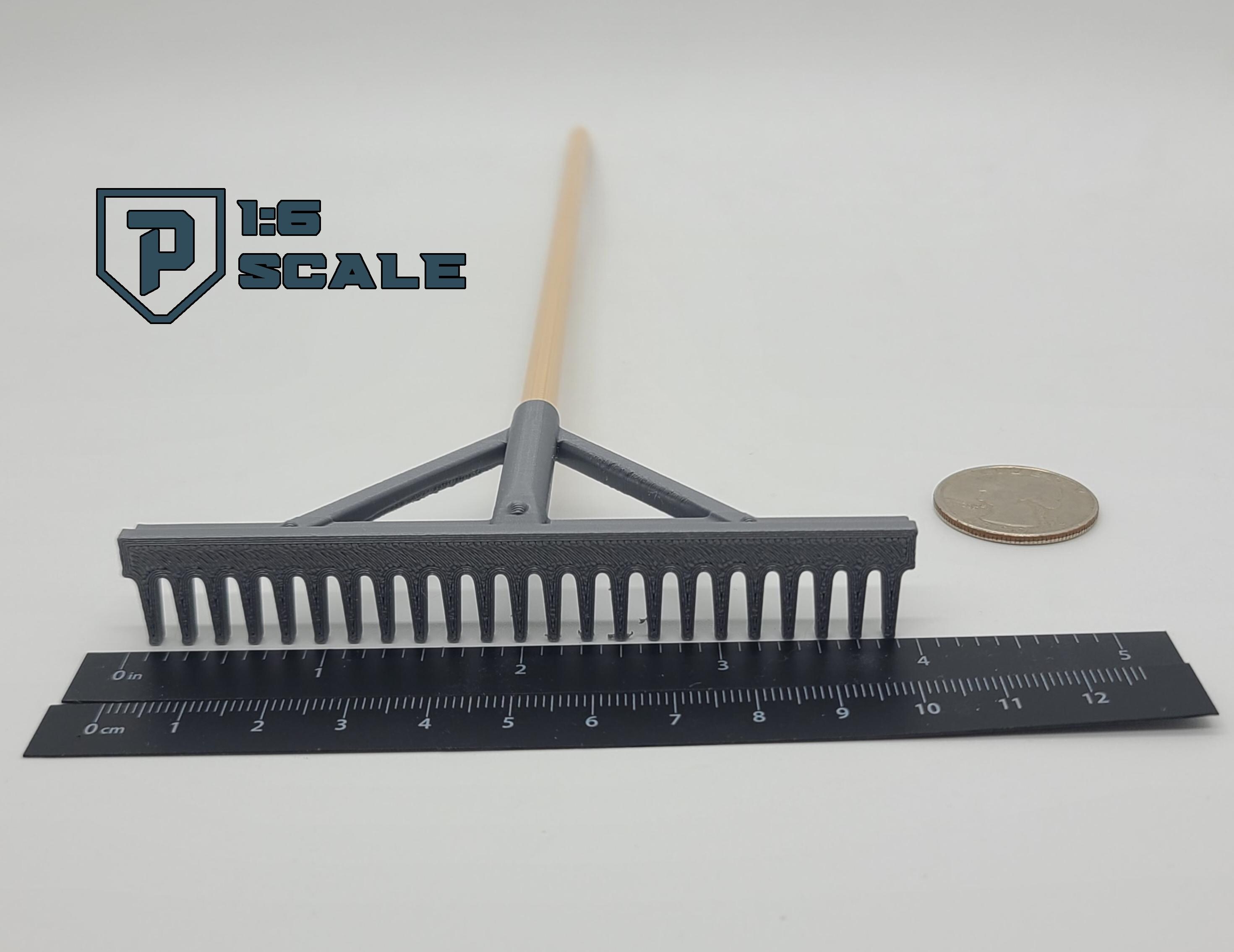 1:6 Scale Landscape Rake 3D Printed Miniature Prop Action Figure Doll ...