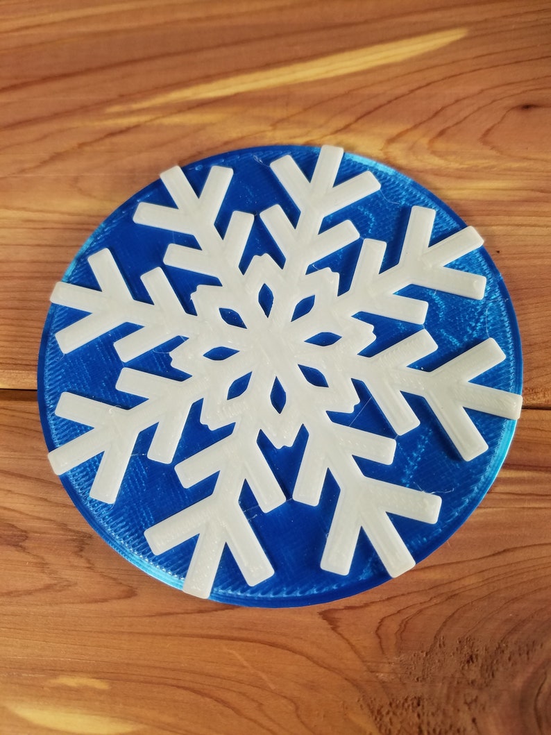 Snowflake Coaster 3D Printed Cute Holiday Seasonal Table Decor