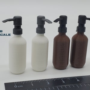 1:6 Scale Soap Dispenser 2 Pack 3D Printed Miniature Prop Action Figure Doll Dollhouse Accessory image 2