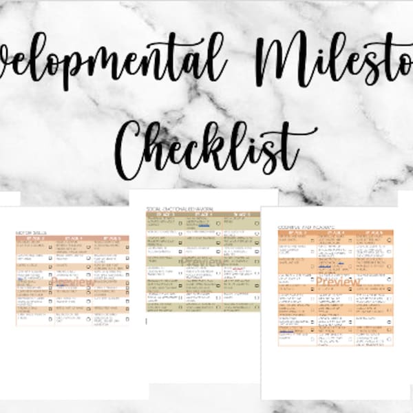 Developmental Checklist Etsy