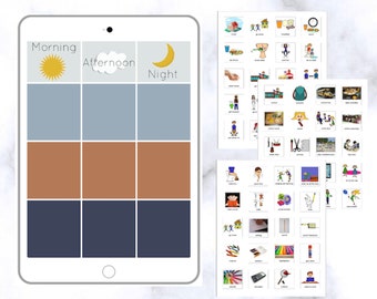 Visueller Zeitplan druckbare mit PECS geteilt nach Tageszeit (Chore Diagramm) für Autismus, Kleinkinder, Sprachbehinderung, Homeschool, etc.