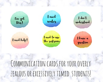 Nonverbal Communication Cards [Printable] Watercolor Cards for Nonverbal or Autism Communication