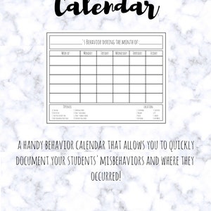 Verhalten Kalender [druckbare] Klassenzimmer Verhalten Diagramm für Klassenraum-Management