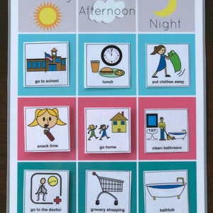 Visual Schedule Printable with PECS Divided by Time of Day | Etsy