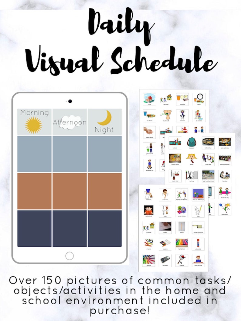 Visual Schedule Printable With PECS Divided by Time of Day chore Chart ...