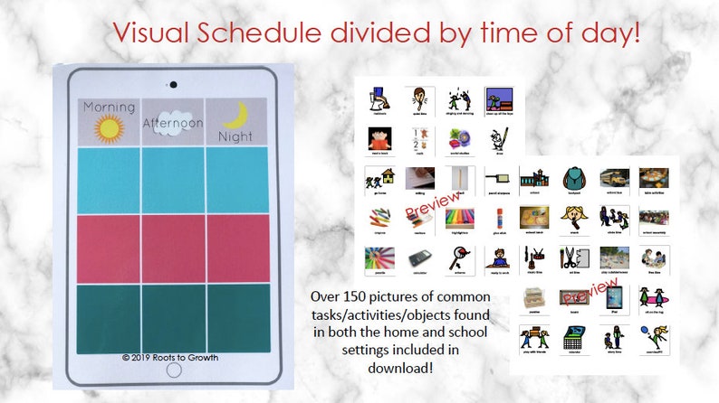 Visual Schedule Printable with PECS Divided by Time of Day | Etsy