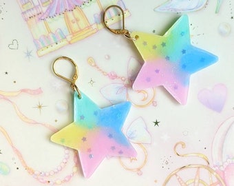 Orecchini kawaii con stelle galattiche pastello