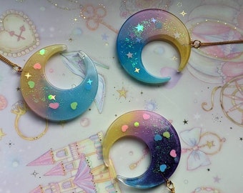 Magica ragazza pastello galassia grande collana luna decora fairykei uchuukei kawaii.