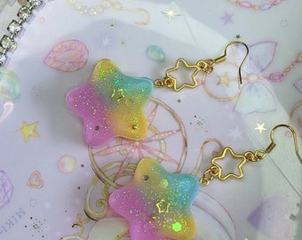 Orecchini kawaii con stelle galattiche pastello