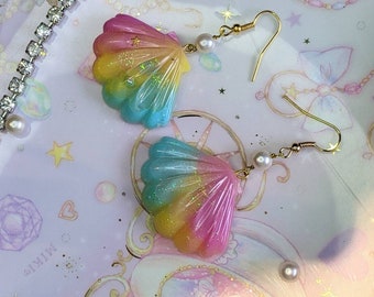 Orecchini kawaii a forma di conchiglia pastello