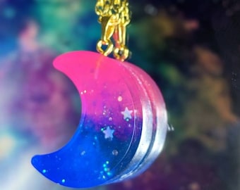 Kawaii galassia falce di luna collana