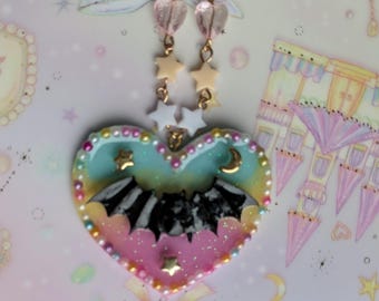 Collana con nastro a forma di pipistrello gotico pastello, inquietante e carina, fairykei, decorakei