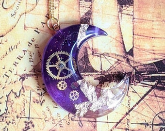 Collana di luna a mezzaluna steampunk steampunk