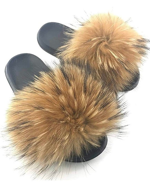 faux fur slippers slides