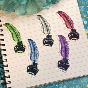 Gifts for Writers | Watercolor Feather Quill Pen and Ink Sticker