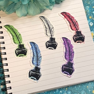 Cadeaux pour écrivains | Sticker plume aquarelle et encre