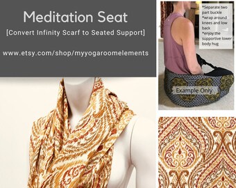 Meditation Seat | Infinity Scarf | Orange Boho | Yoga Back Support | Yoga Meditation Equipment | Sit Cross Legged in Meditation | Seat-to-Go