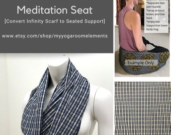 Meditation Seat | Seat Sling | Blue Check Print | Yoga Back Support | Yoga Meditation Support | Sit Cross Legged in Meditation | Seat-to-Go