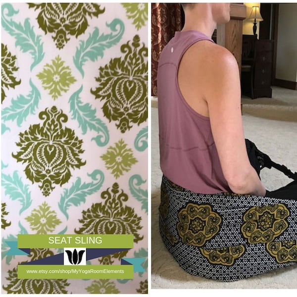 Meditation Seat from Infinity Scarf | Print Fabric | Sage & Turquoise | Yoga Prop | Seated Meditation | Back Support | Yoga Gift Idea
