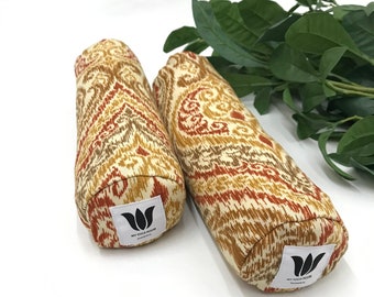 Mini Bolsters, Pad or Support Your Body in Yoga, Pilates or Exercise |Red Gold Damask, Yoga Prop, Knee Cushion, Body Pillow, Yoga Support