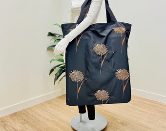 Extra Large Yoga Mat Bag | Black & Bronze Floral Print | Durable | Over-size Yoga Equipment Bag | Washable Yoga Bag | Yoga Prop Storage