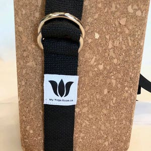 Yoga Strap, 9 Foot Length, 1 1/2" Wide, Easy Adjust Heavy Gauge D Rings, Black, Soft Non-Slip, 22 mm Thickness, Stretch Strap,Made in Canada