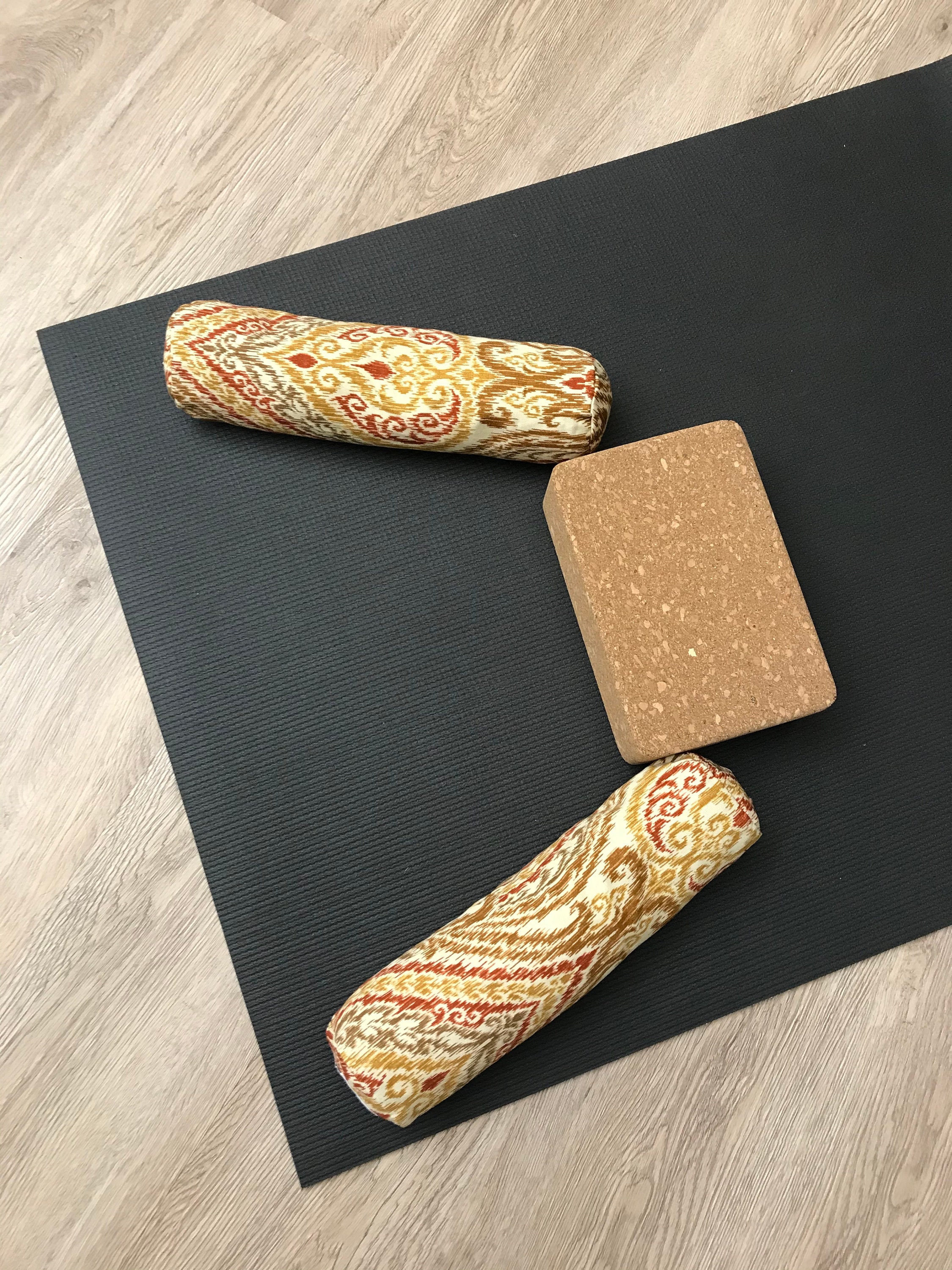 Mini Bolsters, Red Gold Damask, Yoga Prop, Knee Cushion, Body Pillow